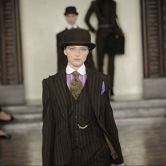 Ralph Lauren Fall '12 Chocolate Brown Cashmere Blend Pinstripe Pencil Skirt - Picture 1 of 16